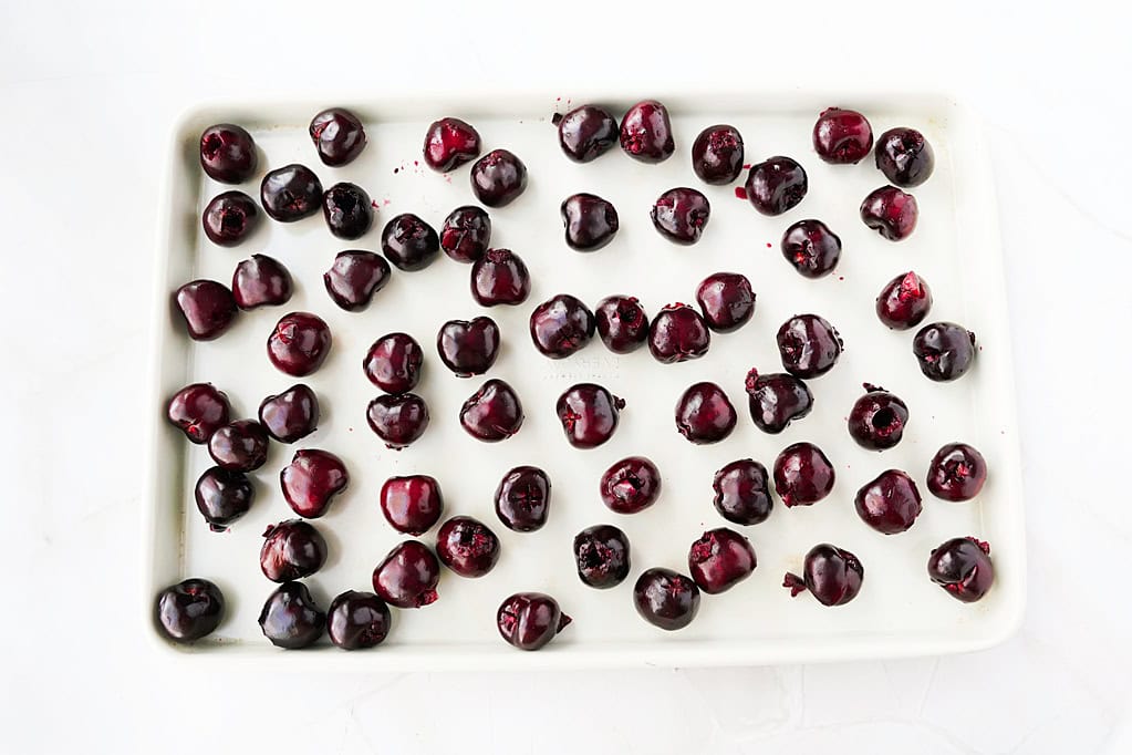 cherries on a sheet pan
