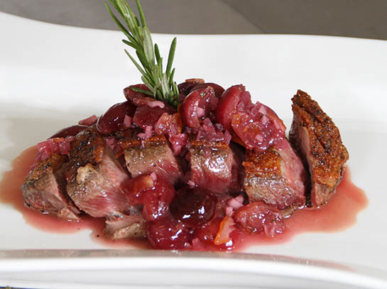 Duck with Cherry Herb Sauce