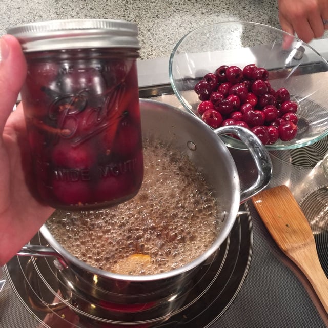 Refrigerator pickled cherries from The Produce Mom