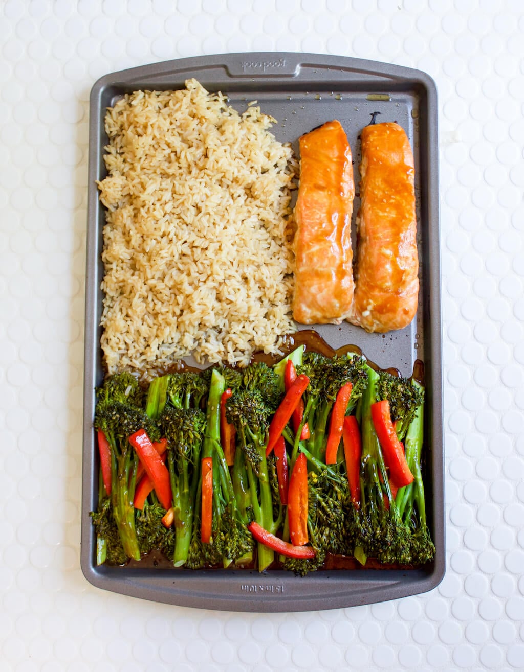 Baked Salmon and Sesame Glazed Broccolini Sheet Pan