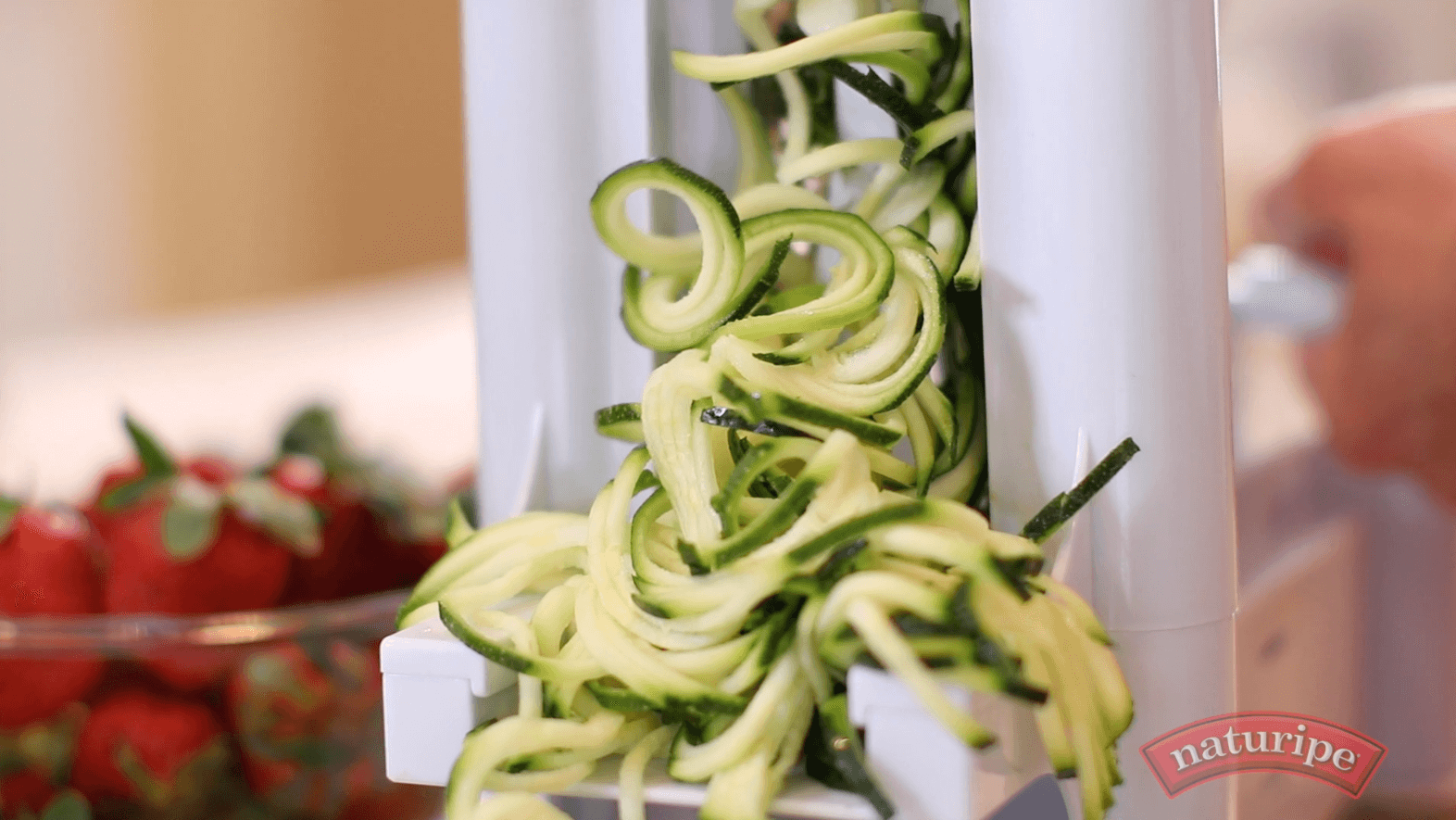 Spiralized Zucchini Spiralized Zucchini for Strawberry Zucchini Shrimp Noodle Bowls