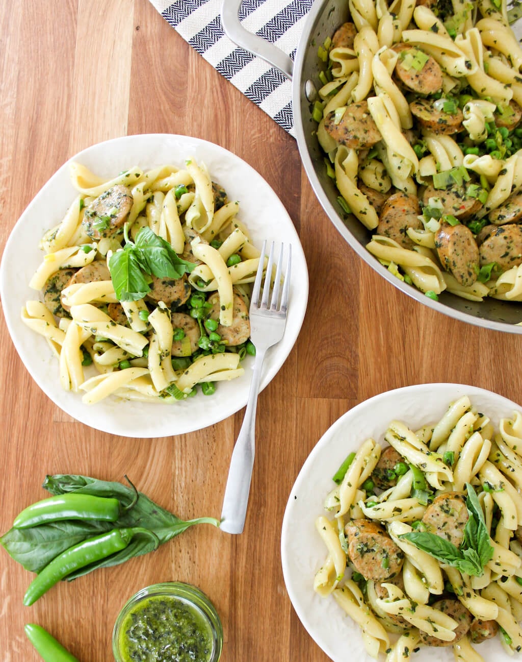 Serrano Pepper Pesto Pasta with Chicken Sausage Serrano Pepper Pesto Pasta with Chicken Sausage