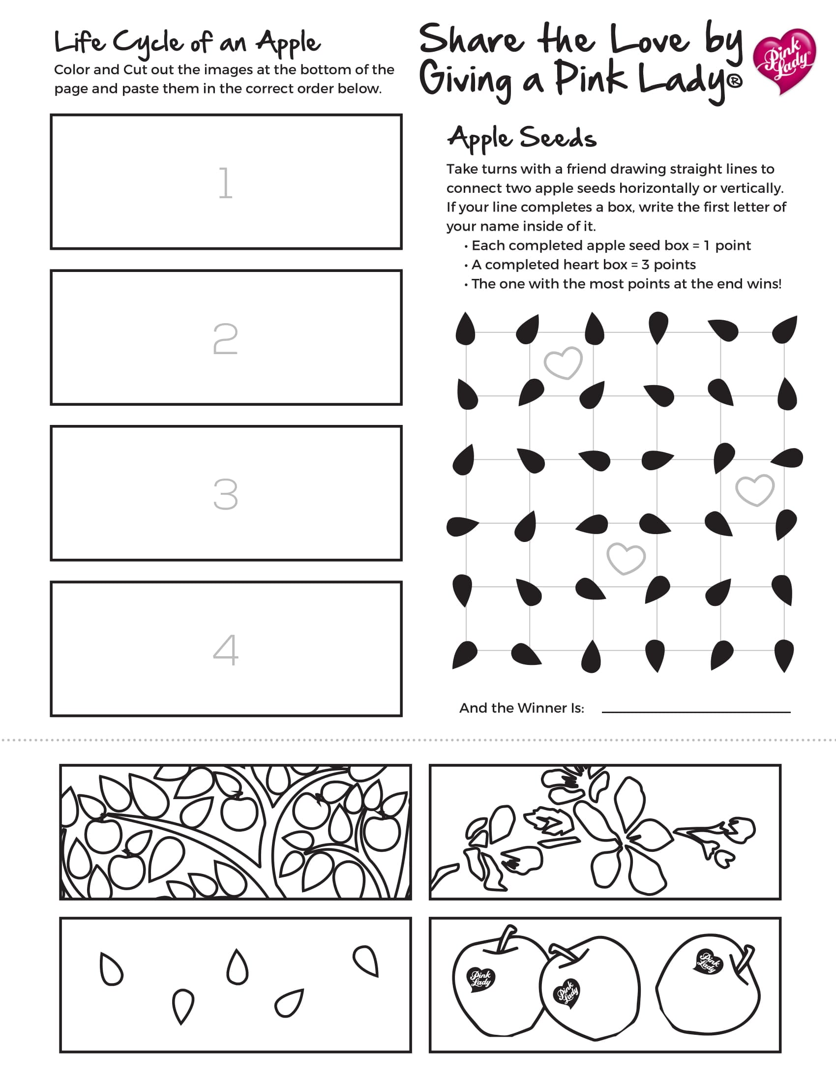 Pink Lady Valentine's Day Activity Sheet