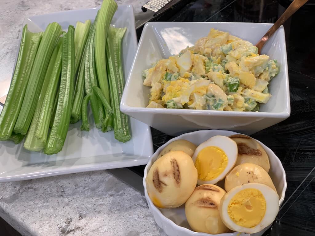 Smoked Egg Salad Stuffed Celeryย