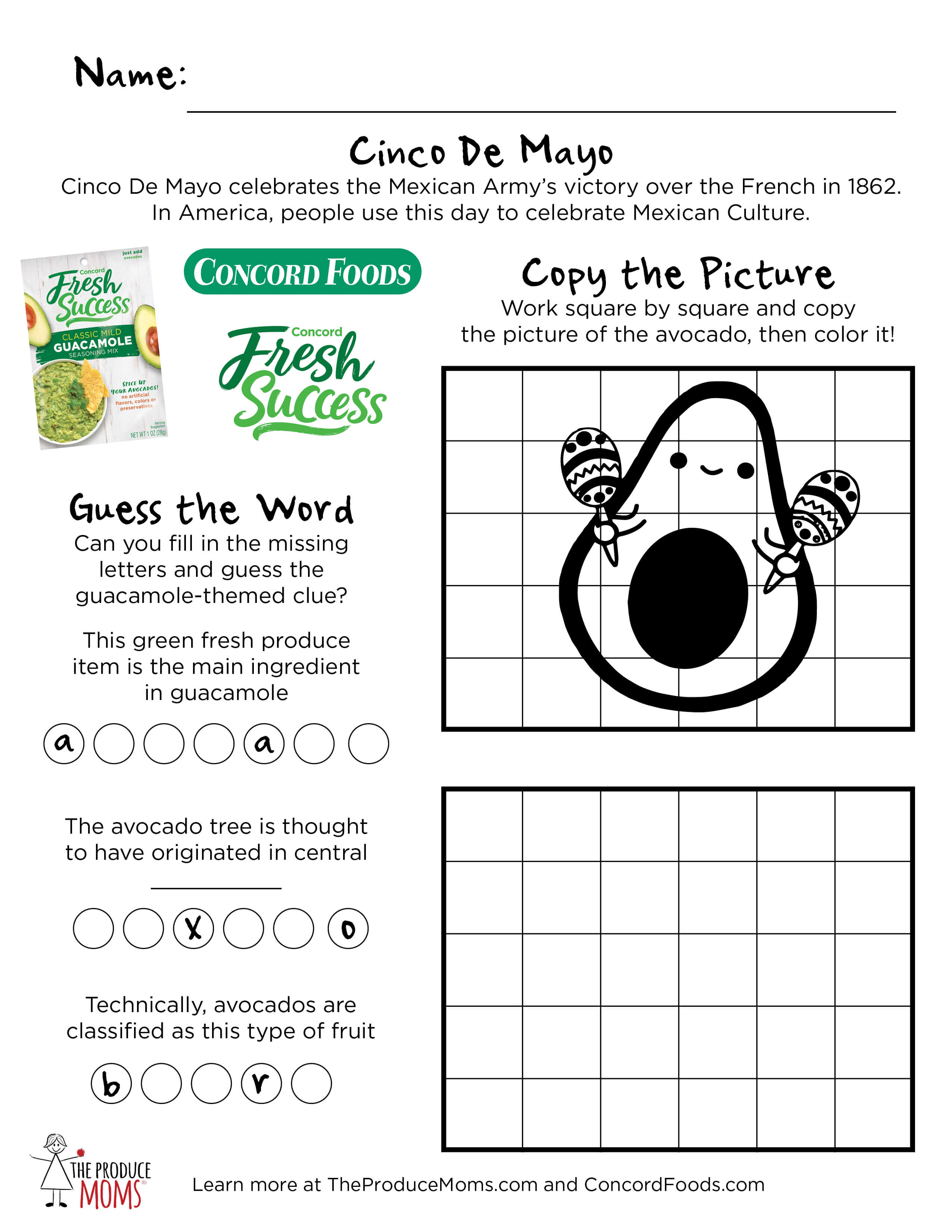 Cinco de Mayo Activity Sheet