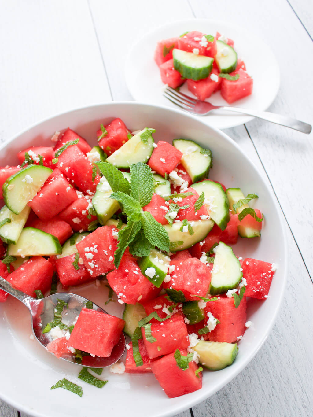 Watermelon and Cucumber Salad with Mint & Feta Watermelon and Cucumber Salad with Mint & Feta