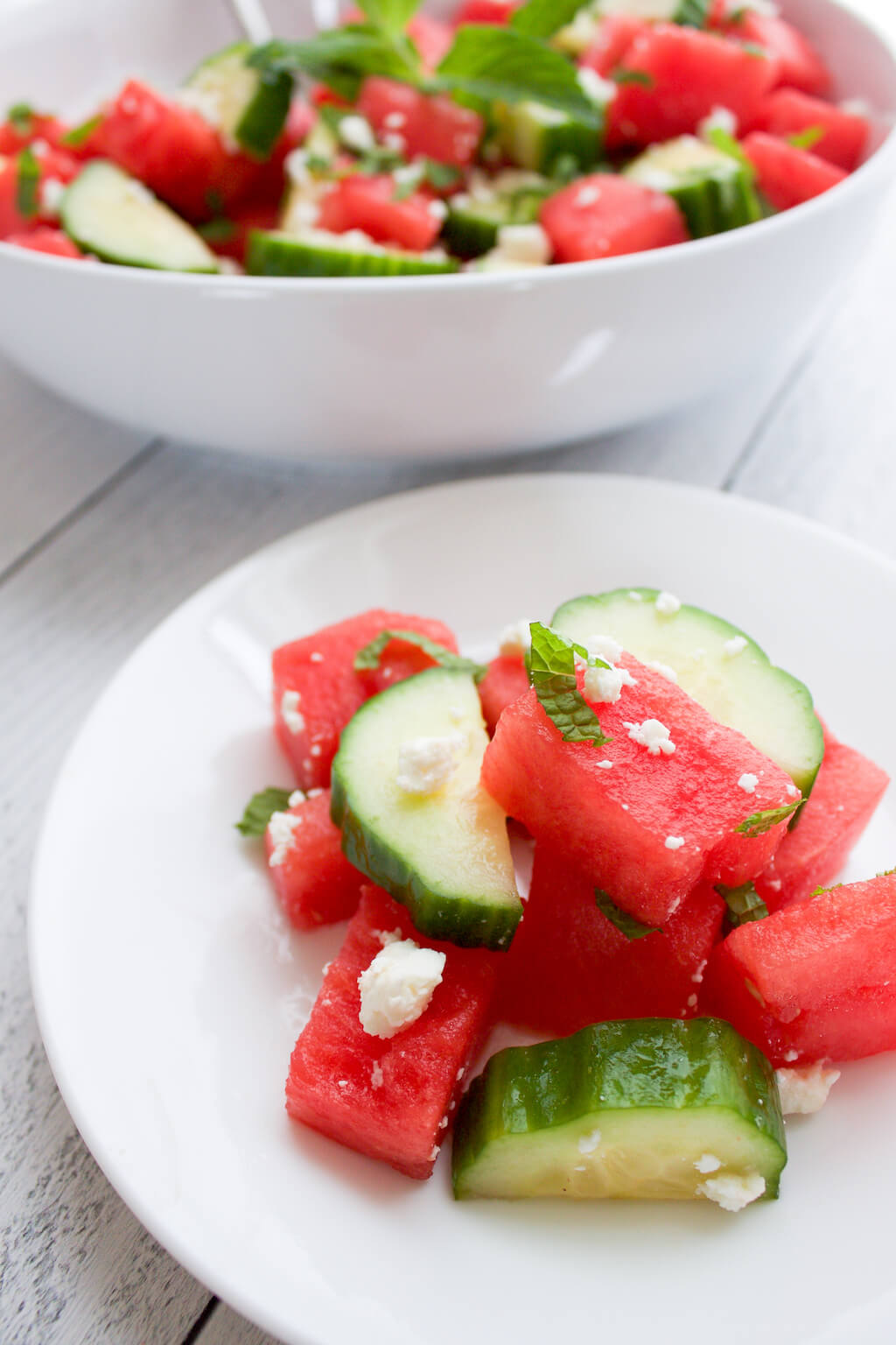Watermelon and Cucumber Salad with Mint & Feta Watermelon and Cucumber Salad with Mint & Feta