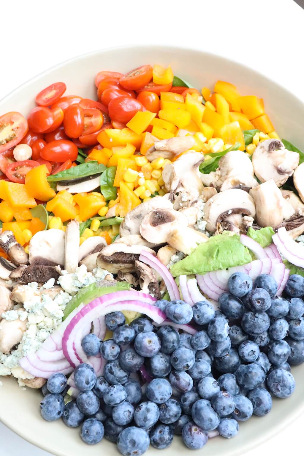 Rainbow Summer Salad with White Mushrooms