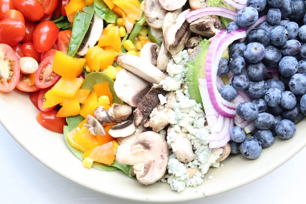 Rainbow Summer Salad with White Mushrooms