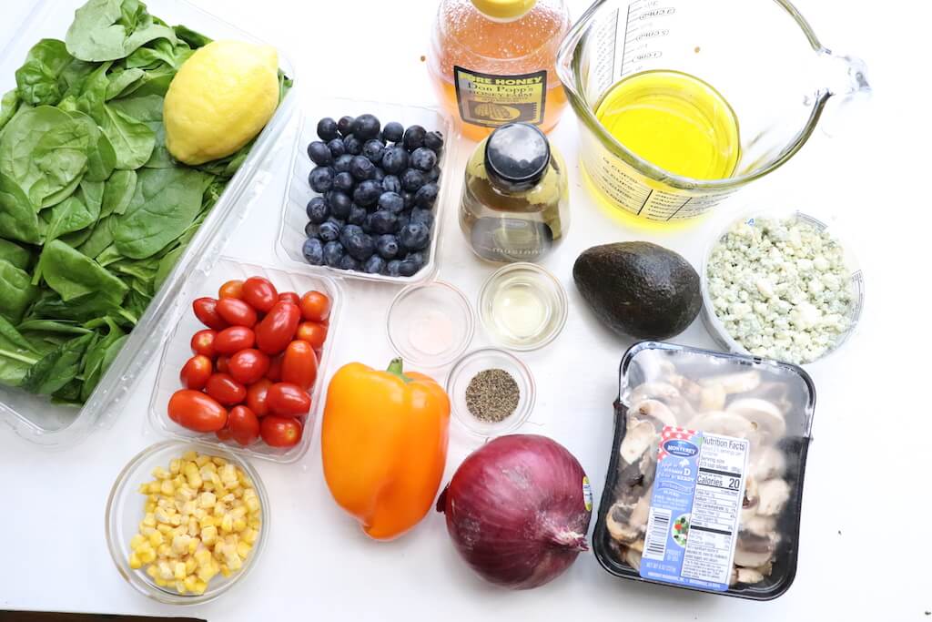 Rainbow Summer Salad with White Mushrooms