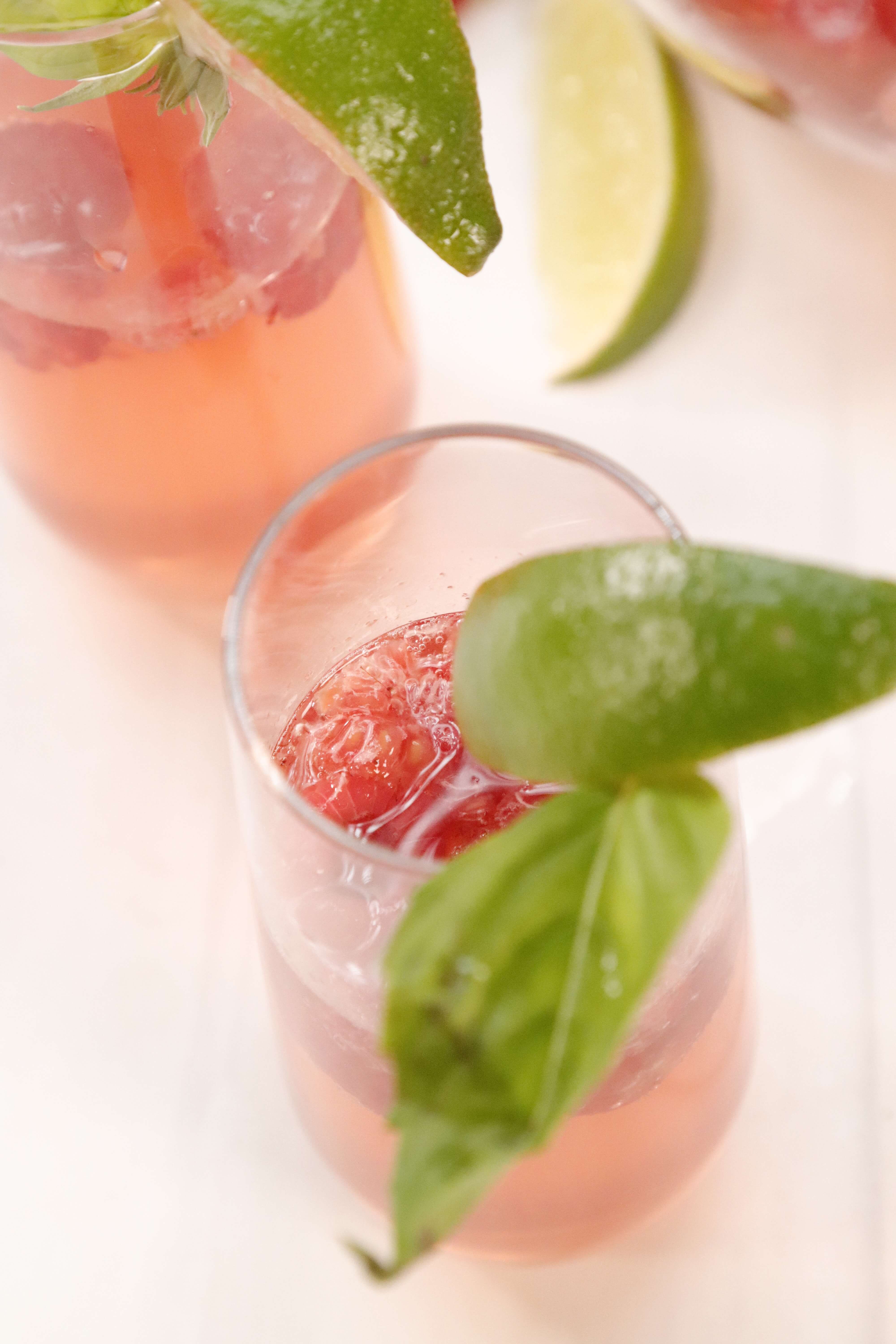 Basil Lime Raspberry Champagne Cocktail Basil Lime Raspberry Champagne Cocktail