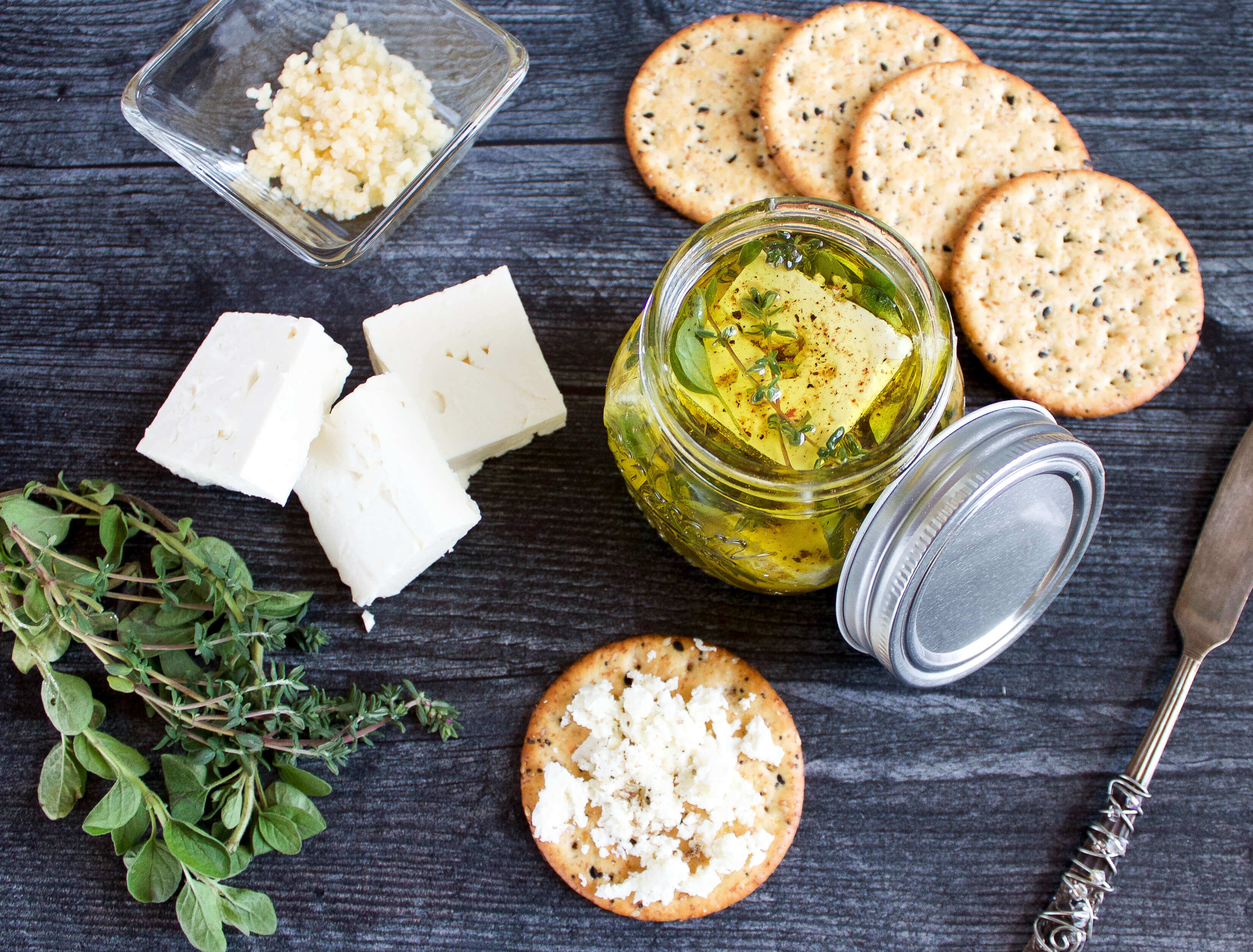 Marinated Feta Cheese with Herbs and Garlic Marinated Feta Cheese with Herbs and Garlic