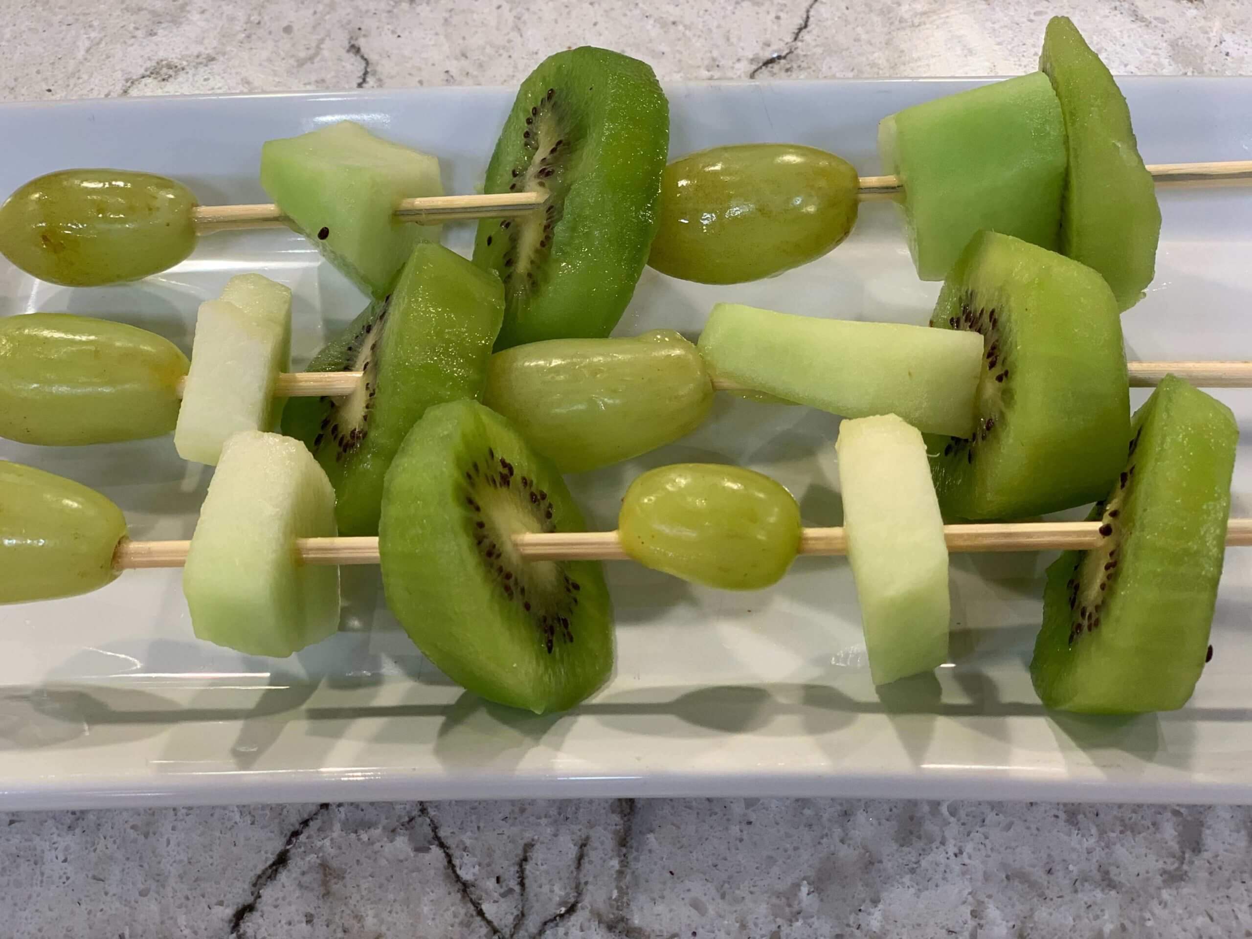 Shamrock Kabobs using Green Fruits