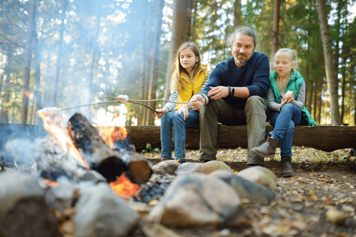 campfire with dad Roasting Marshmallows