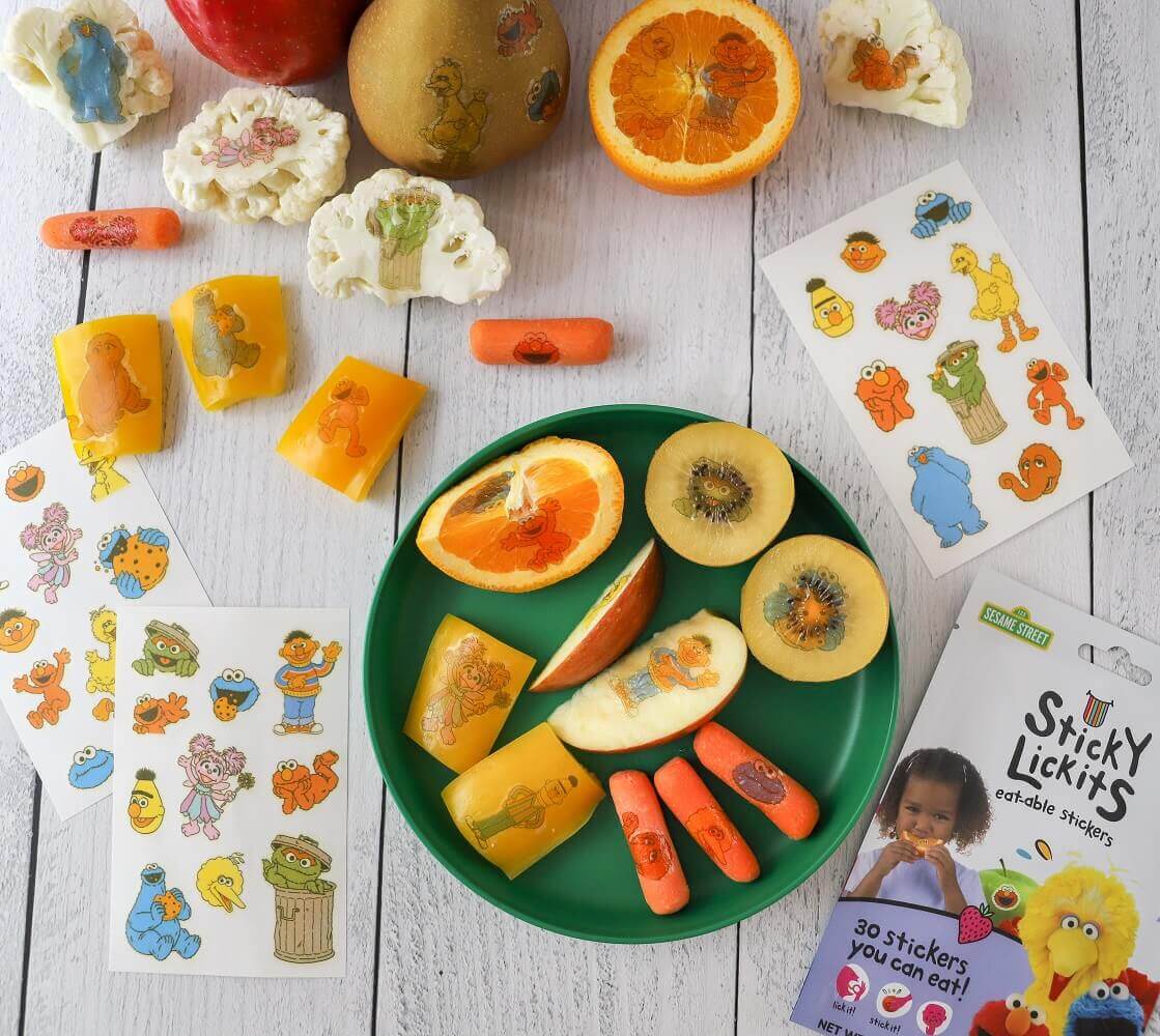 Put Sesame Street StickyLickits on your favorite produce Put Sesame Street StickyLickits on your favorite produce