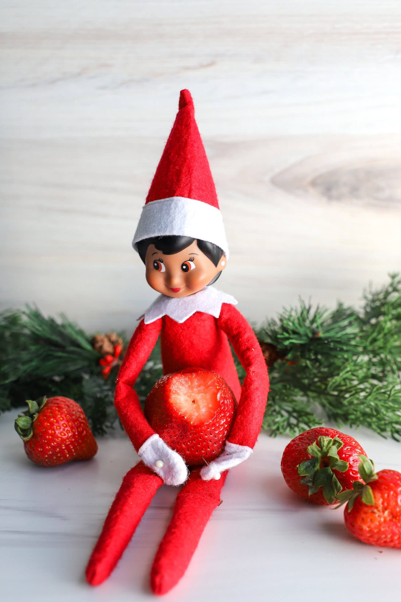 Easy Elf on the Shelf Idea: Eating strawberries Easy Elf on the Shelf Idea: Eating strawberries