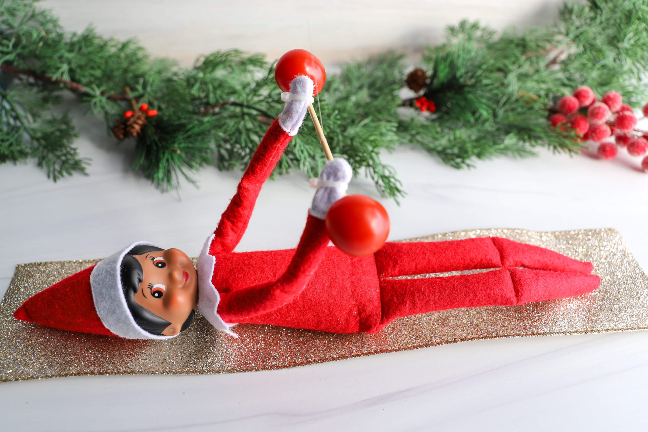 Easy Elf on the Shelf Ideas: Lifting Weights Easy Elf on the Shelf Ideas: Lifting Weights