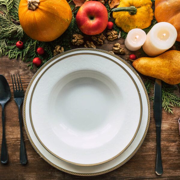 Flat lay photo of an Autumn tablescape
