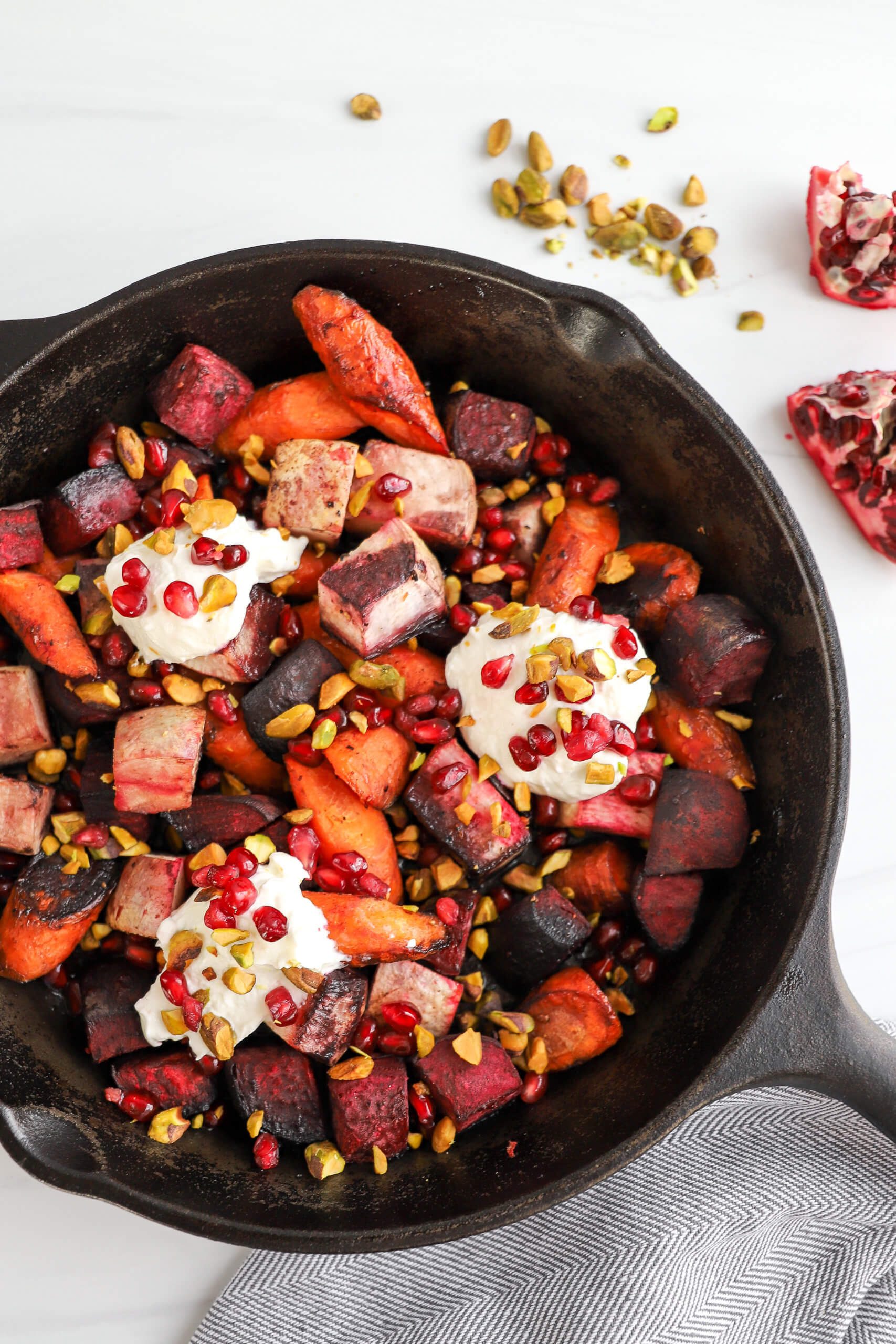 Pomegranate-Glazed Roasted Root Vegetables with Whipped Goat Cheese Pomegranate-Glazed Roasted Root Vegetables with Whipped Goat Cheese