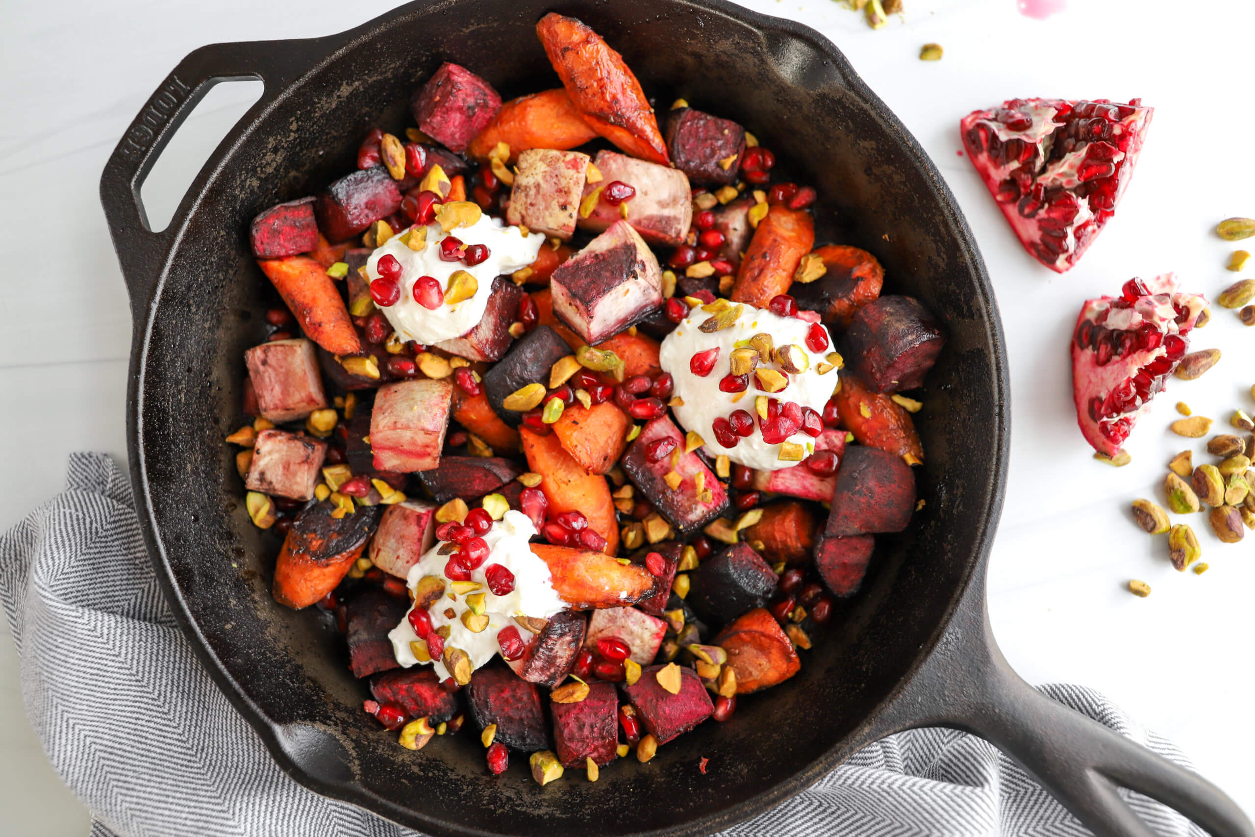 Pomegranate-Glazed Roasted Root Vegetables with Whipped Goat Cheese Pomegranate-Glazed Roasted Root Vegetables with Whipped Goat Cheese