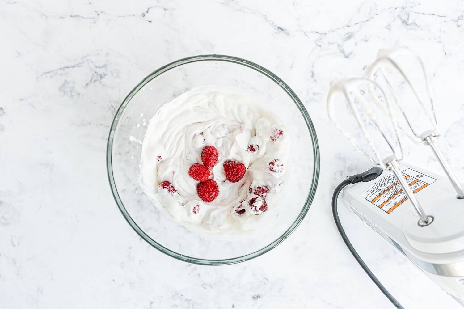 Whip the ingredients together Whip the ingredients together