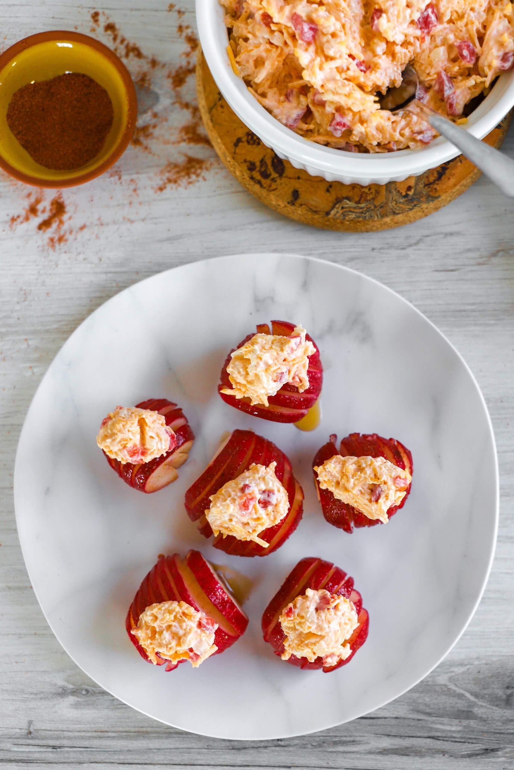 Cajun-Spiced Hasselback Radishes with Pimento Cheese Cajun-Spiced Hasselback Radishes with Pimento Cheese