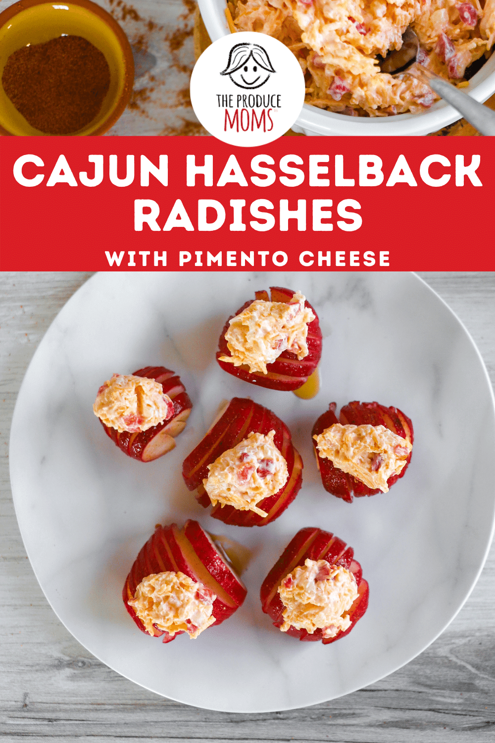 Cajun-Spiced Hasselback Radishes with Pimento Cheese Cajun-Spiced Hasselback Radishes with Pimento Cheese