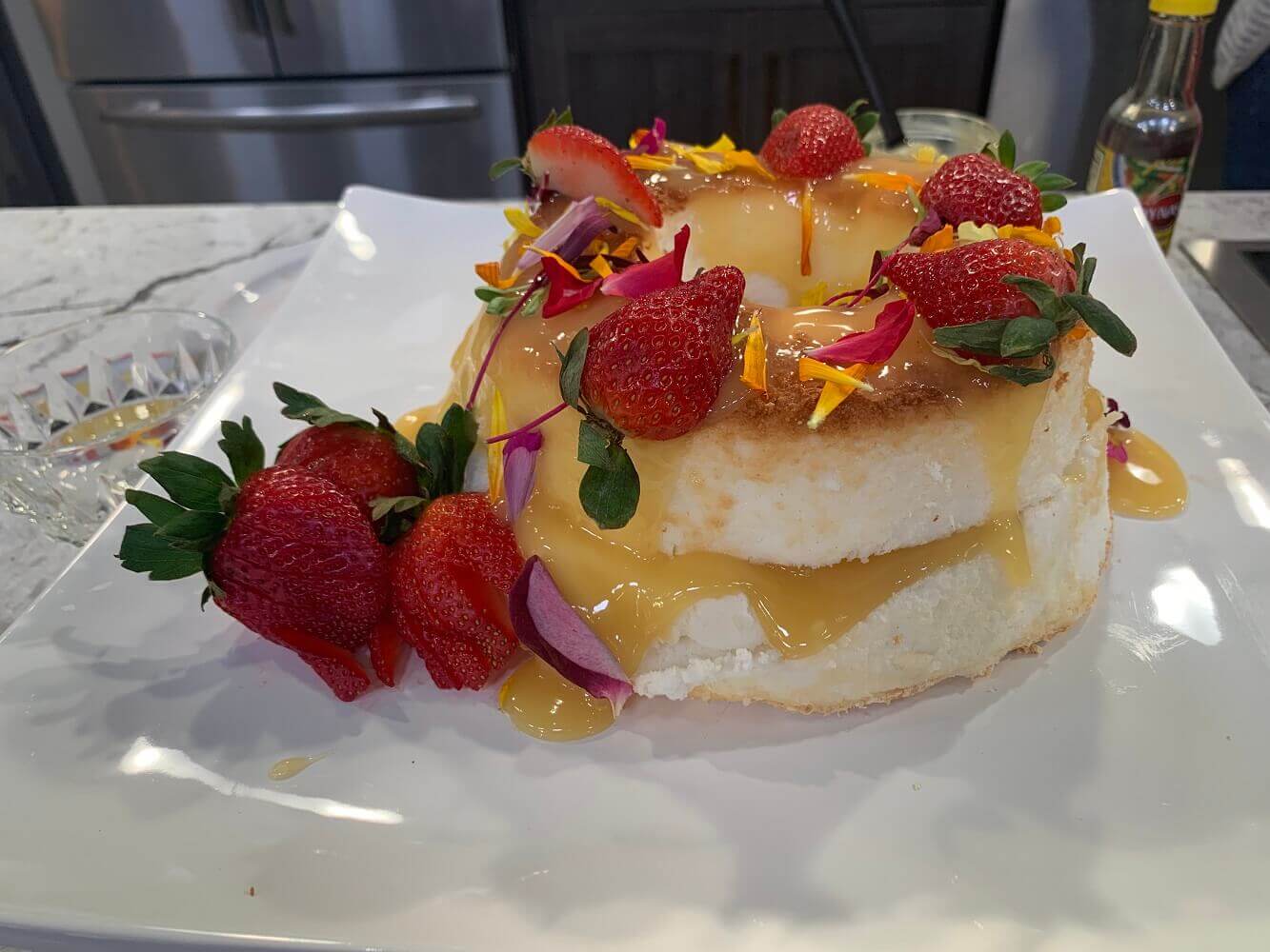 Angel Food Cake with Lemon Curd + Edible Flowers Angel Food Cake with Lemon Curd + Edible Flowers