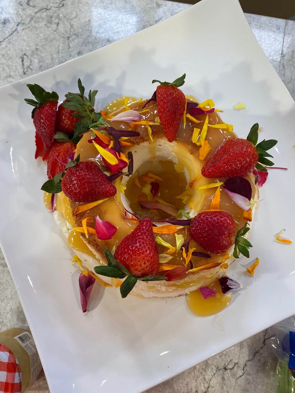 Angel Food Cake with Lemon Curd + Edible Flowers Angel Food Cake with Lemon Curd + Edible Flowers