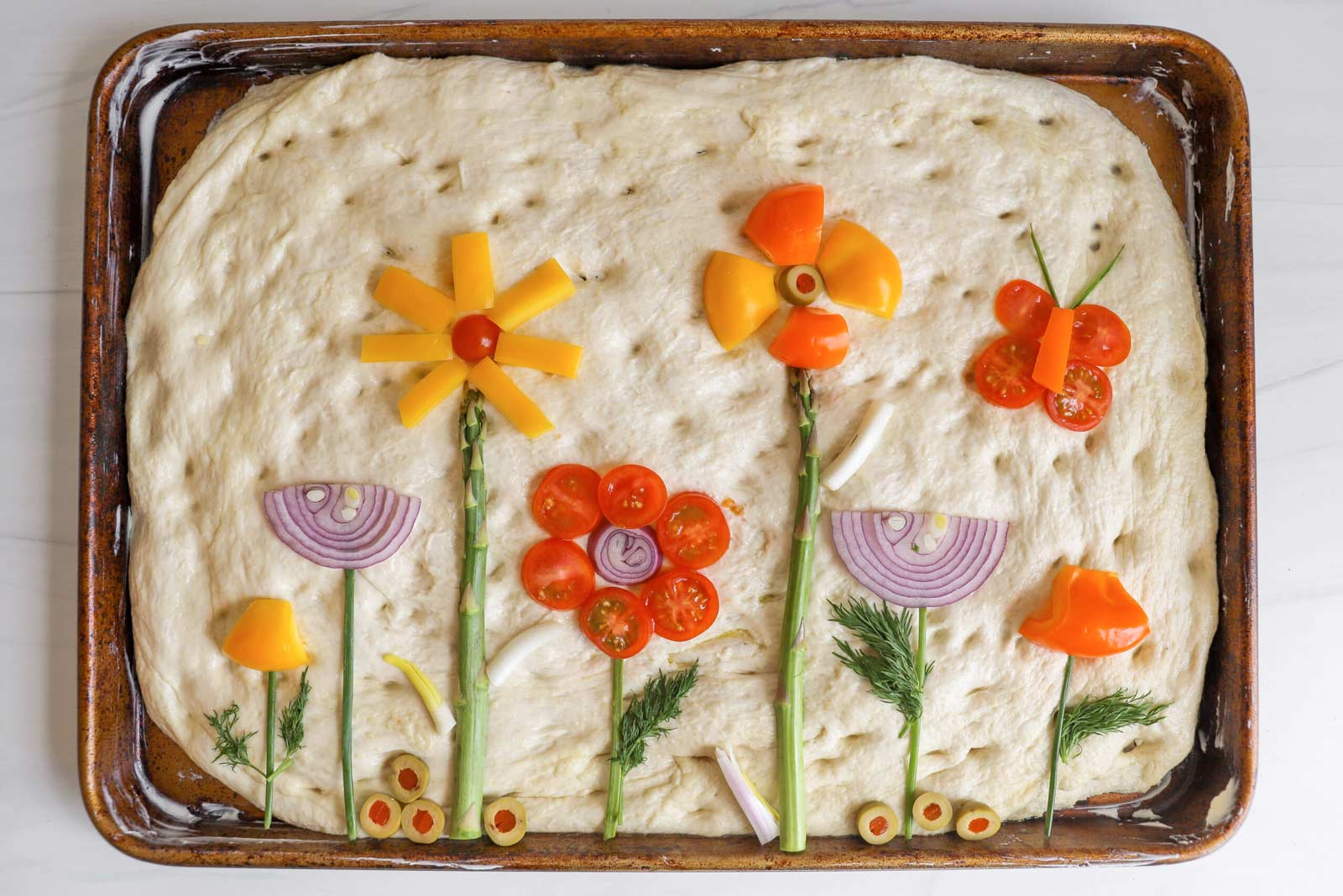 Flower Garden Focaccia Bread Focaccia Bread Art: Flower Garden