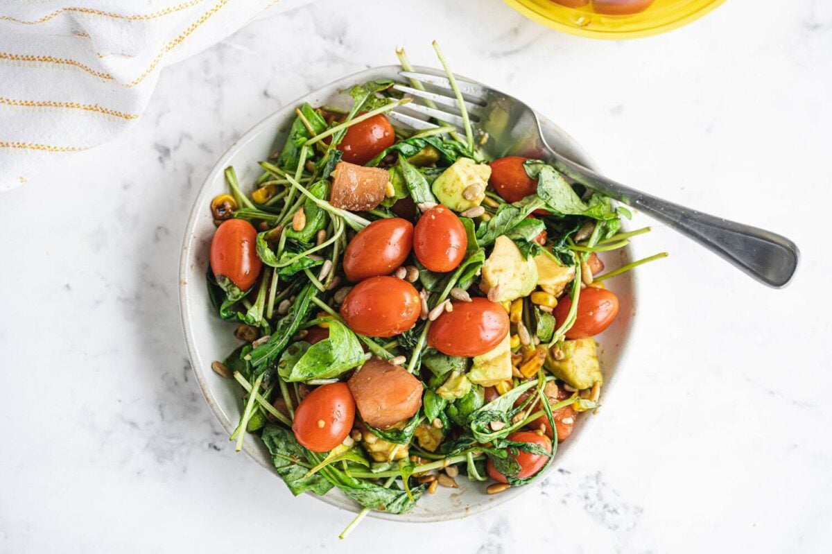 Charred Corn Spinach Salad