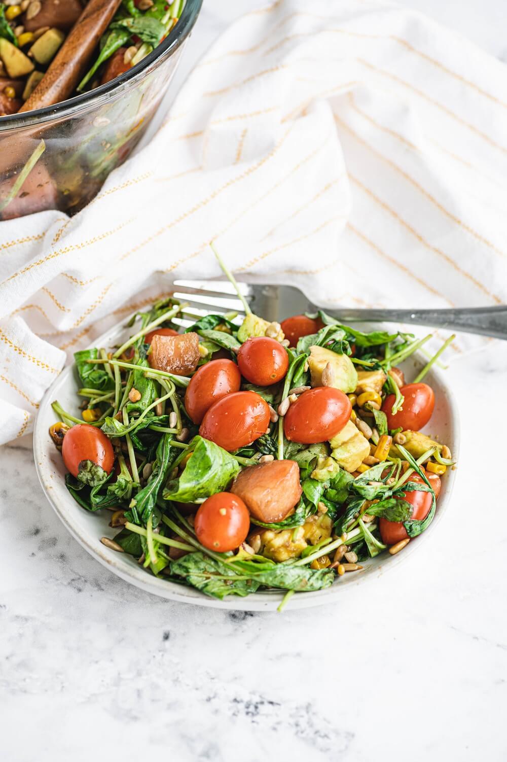 Midwest Charred Corn Spinach Salad Midwest Charred Corn Spinach Salad