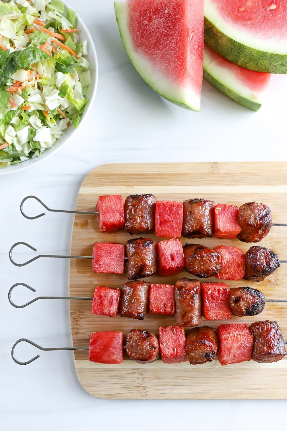 Grilled Watermelon and Italian Sausage Kabobs Grilled Watermelon and Italian Sausage Kabobs