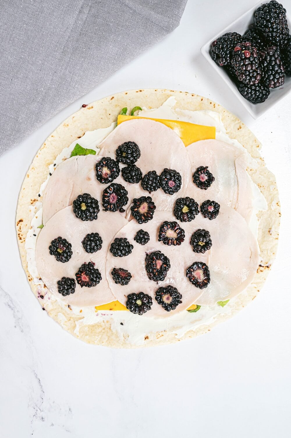 Turkey Spinach and Blackberry Pinwheels Turkey Spinach and Blackberry Pinwheels