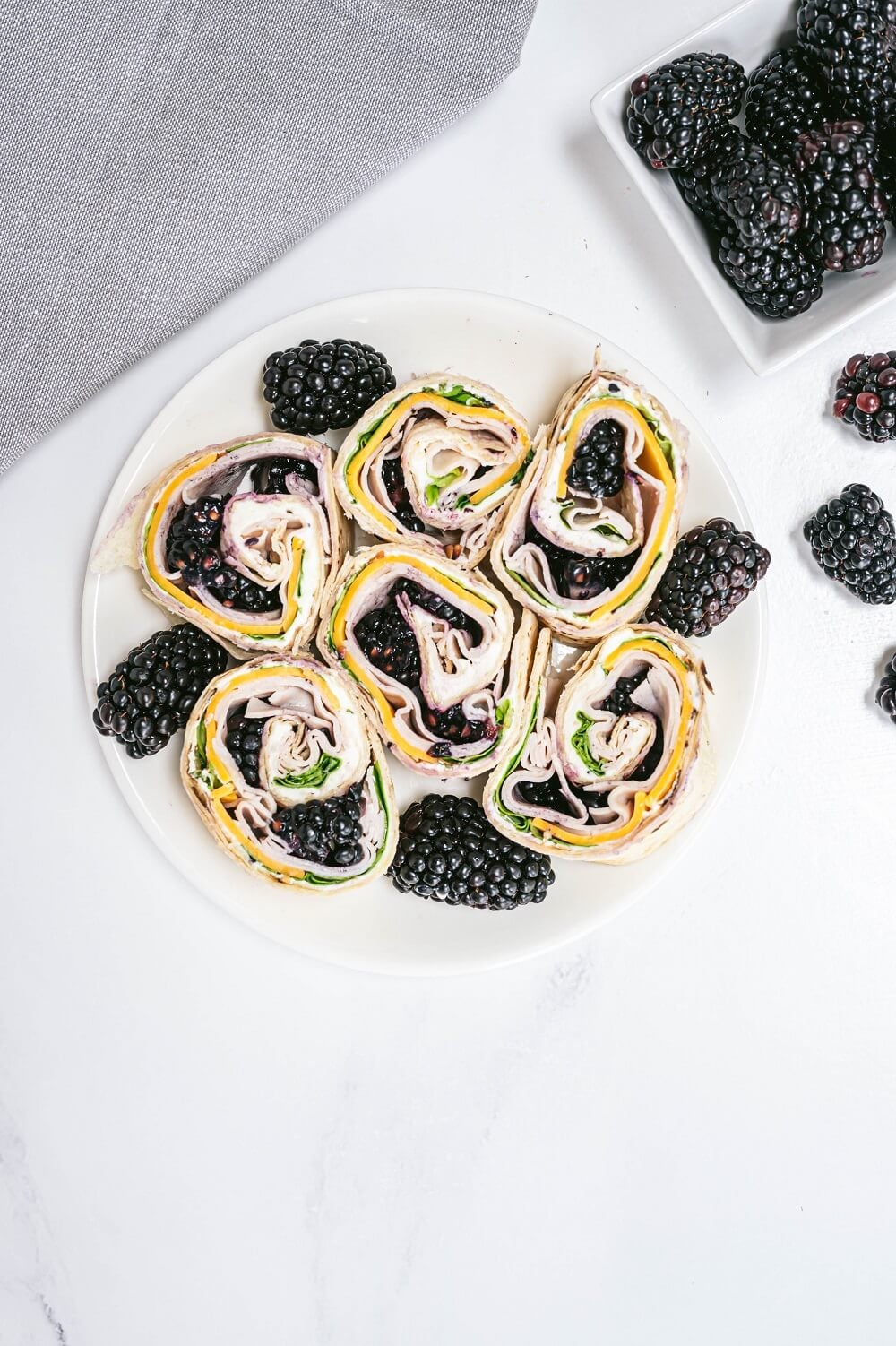 Turkey Spinach and Blackberry Pinwheels Turkey Spinach and Blackberry Pinwheels