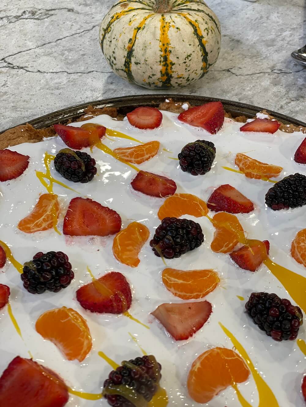 Cookie Pizza with Mango Icing Cookie Pizza with Mango Icing