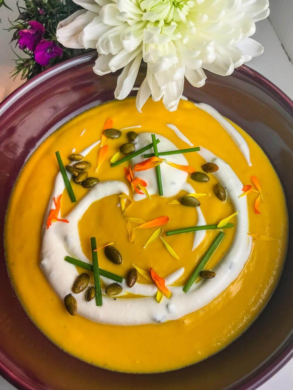 Butternut Squash Bisque with Jalapeรฑo Crema Butternut Squash Bisque with Jalapeรฑo Crema
