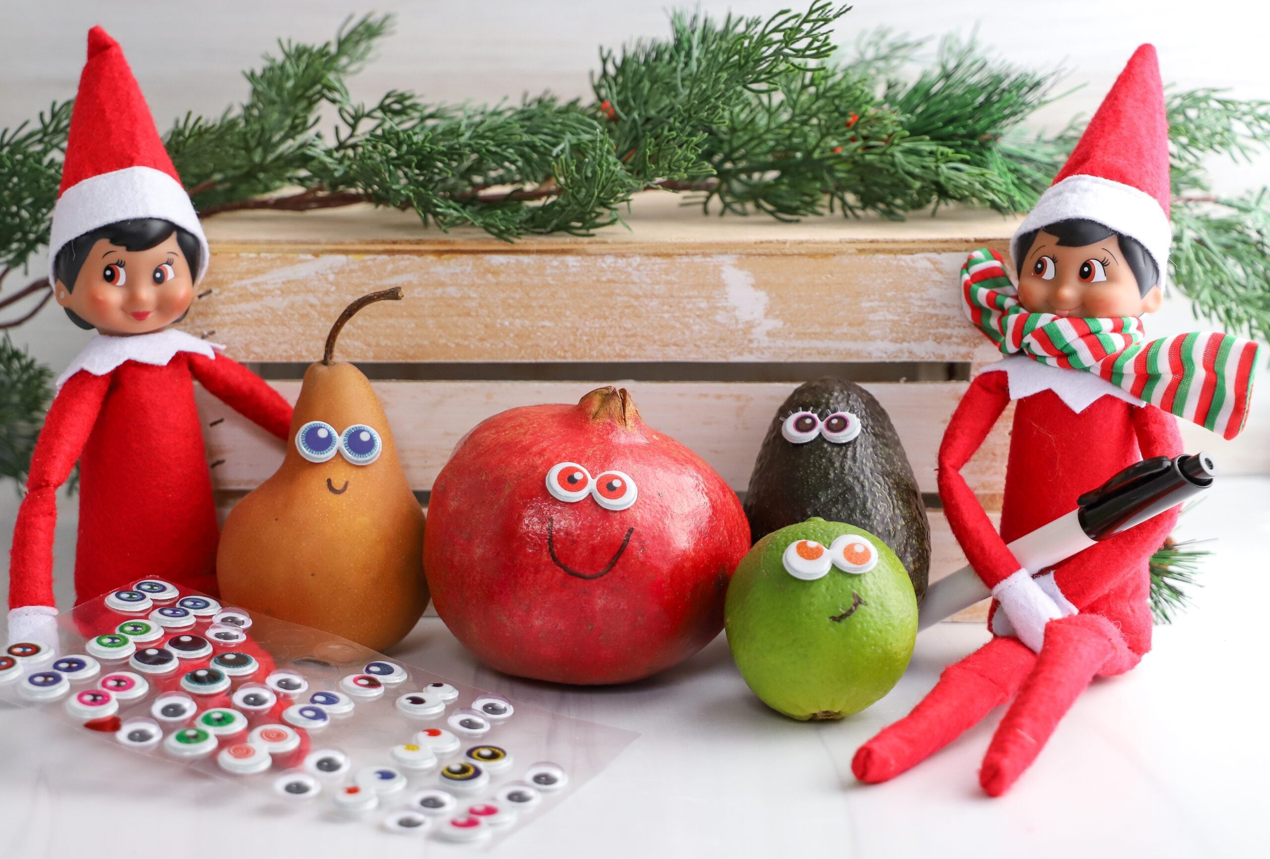 Elf on the Shelf Makes Silly Faces on Fruit Elf on the Shelf Makes Silly Faces on Fruit