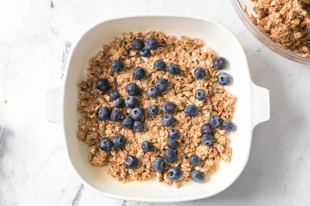 layer of blueberries on top