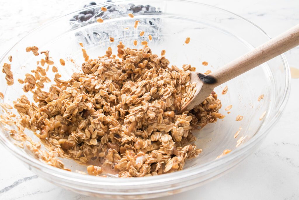Blueberry Baked Oatmeal Blueberry Baked Oatmeal Recipe ingredients in a bowl