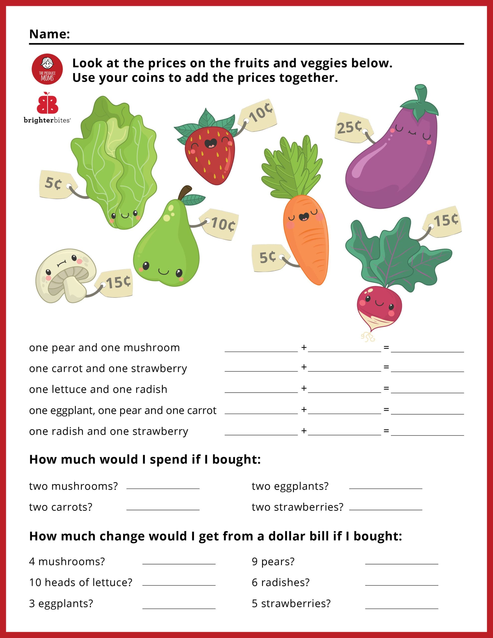 Healthy Meals on a Budget Activity Sheet Healthy Meals on a Budget Activity Sheet
