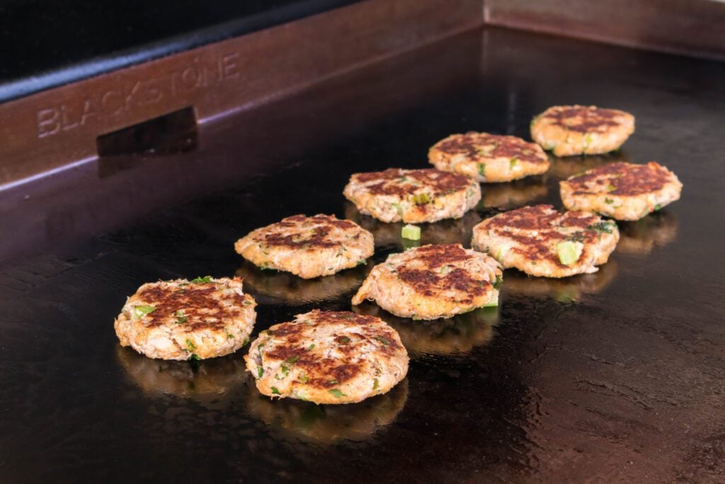 Crab cakes on the Blackstone grill