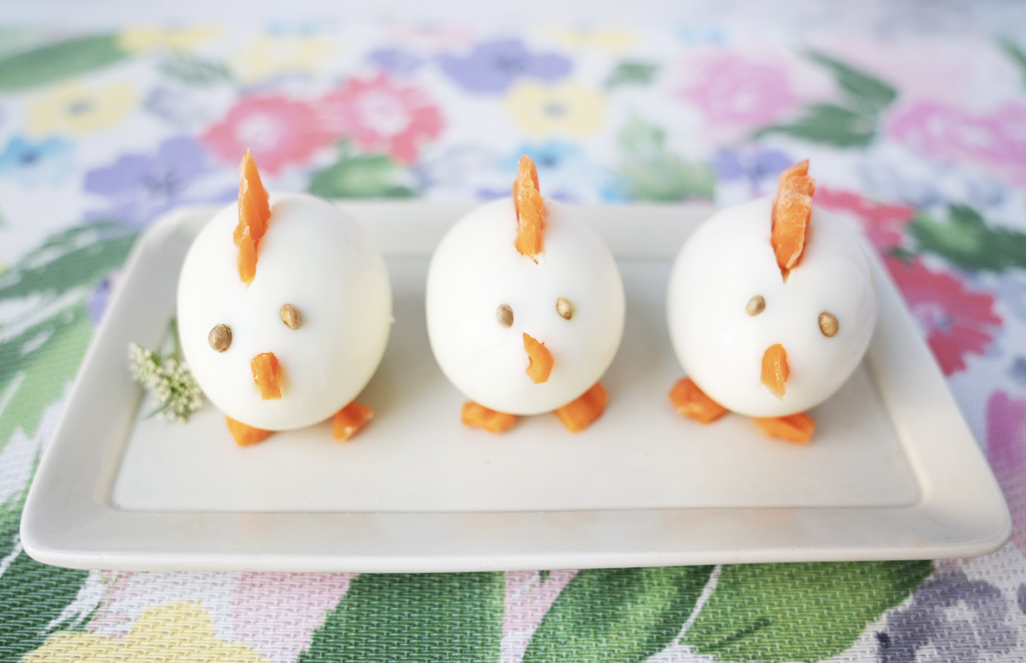 3 Hard Boiled Chicks on a plate