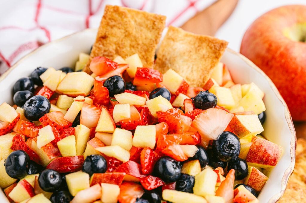 apple berry fruit salsa in a bowl