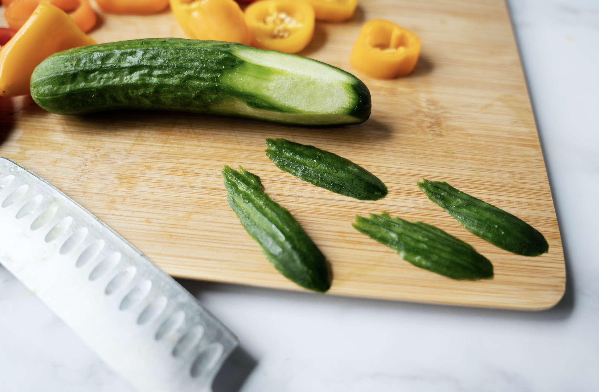 Cucumber skin slices