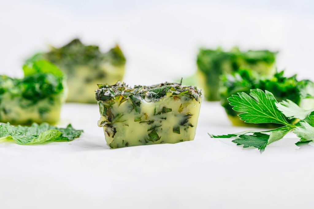 freezing herbs in solid blocks using oil