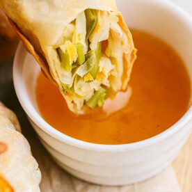Air Fryer Egg Rolls upclose of the inseide