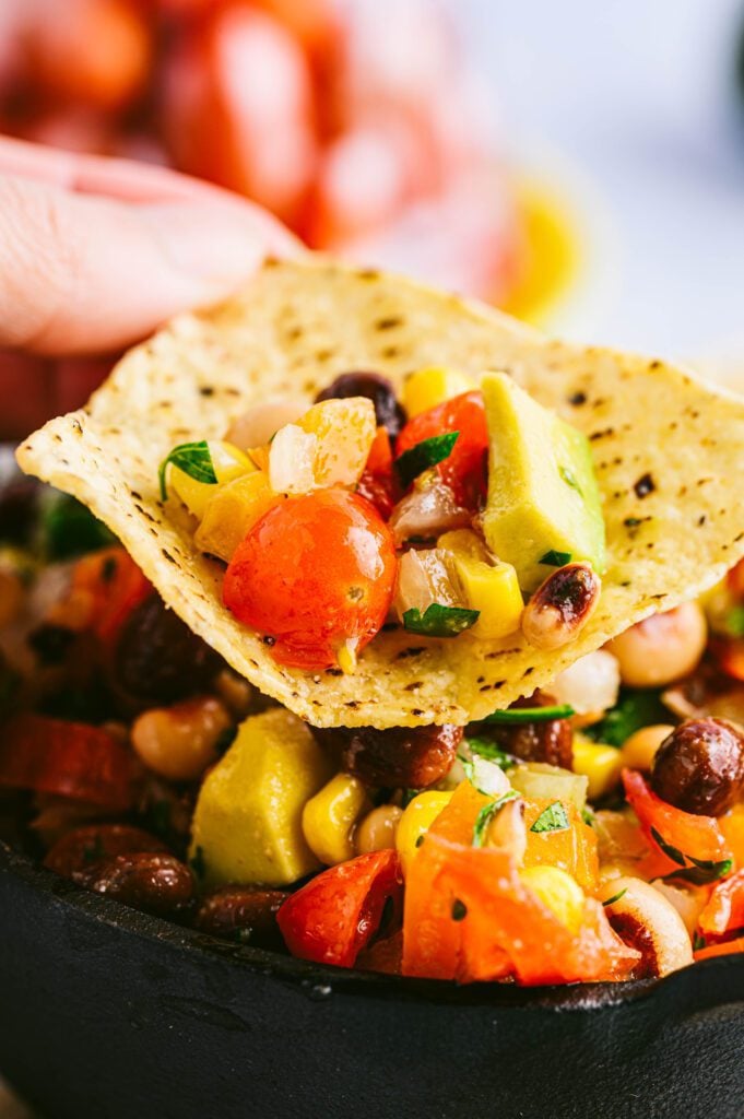 cowboy caviar on a chip