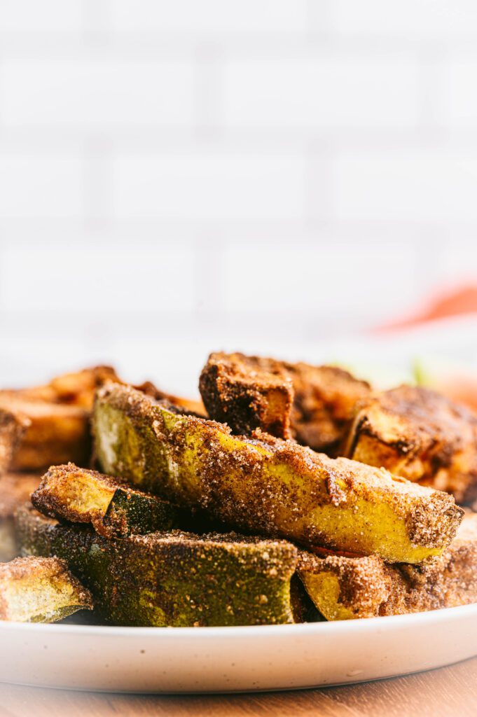 sides view of watermelon rind air fryer churros