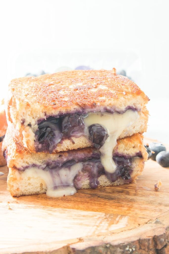 Blueberry grilled cheese open sandwich